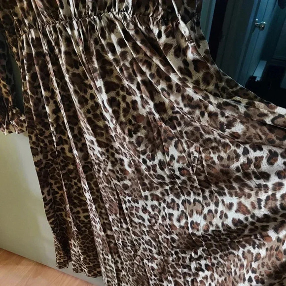 Plushe | Leopard Print Flounced  Sleeve Maxi Dress - Plus Size - Picture 8 of 14